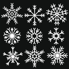 Naklejka na ściany i meble Set of nine snowflake's icon. Abstract vector illustration