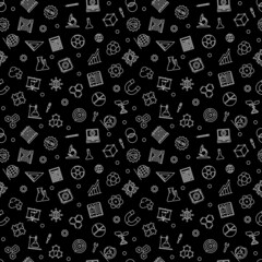 STEM Education vector Science dark seamless pattern © tentacula