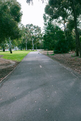 Bike and jogging lane in a park in Adelaide, South Australia