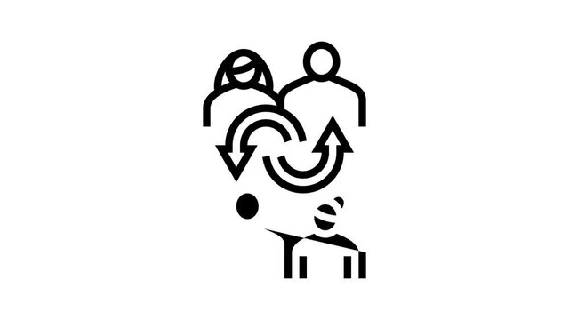 open adoption animated line icon. open adoption sign. isolated on white background
