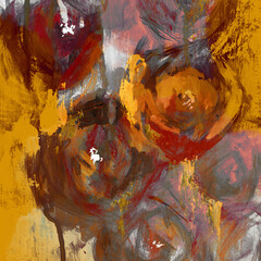 Pinting of colorful roses, impressionism style, artsy background florals