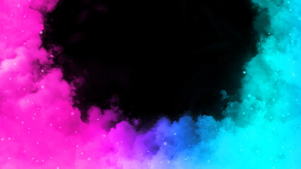 Realistic colorful fog on black background.	