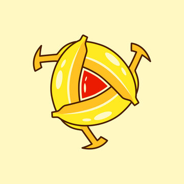 banana video logo concept. outline, creative, cartoon, unique, fresh, and simple style. combination of banana and play button symbol. suitable for logo, icon, symbol and sign