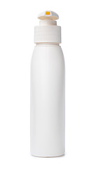 White plastic bottle of washing liquid isolated on white background