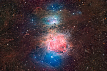 Running Man Nebula M43 and Orion Nebula M42