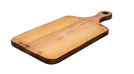 Wooden cutting board on a white background