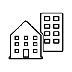 Town, city, buildings outline icon. Line art vector.