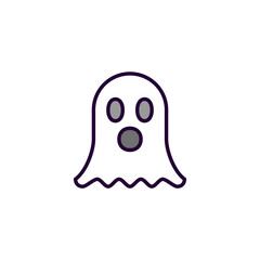 Cute cartoon Halloween ghost. Pixel perfect, editable stroke line art icon