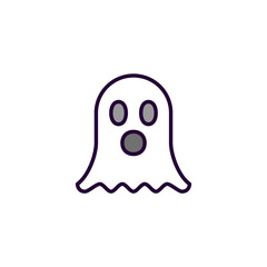 Cute cartoon Halloween ghost. Pixel perfect, editable stroke line art icon