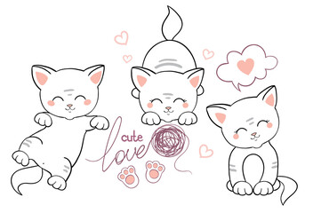 Cute little kittens. Individual elements