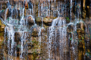 beautiful waterfall in Switzerland. nature background. traveling and adventure