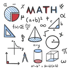 Set Hand drawn mathematics formulas other