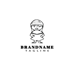 christmas caroler logo cartoon icon design black isolated vector illustration