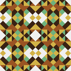 Mosaic seamless texture. Abstract pattern. Vector geometric background of triangles in green, brown and white colors