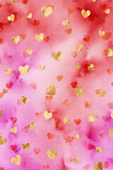 Pink and Red Ombre Background with Hearts for Valentines Day