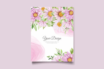 hand draw watercolor daisy invitation card set 