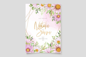hand draw watercolor daisy invitation card set 
