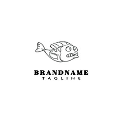 animal fish cartoon logo template icon design black isolated vector