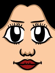 face woman cartoon background