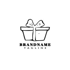 gift box cartoon logo template icon design black isolated vector