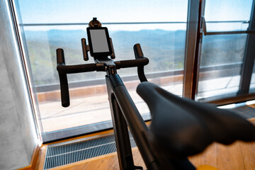 Close up of cardio trainer in a fitness gym