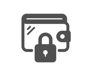 Wallet icon. Money purse with lock sign. Cash budget symbol. Classic flat style. Quality design element. Simple wallet icon. Vector