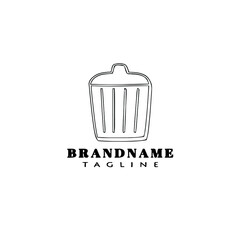 trash or wastebasket logo cartoon icon vector illustration