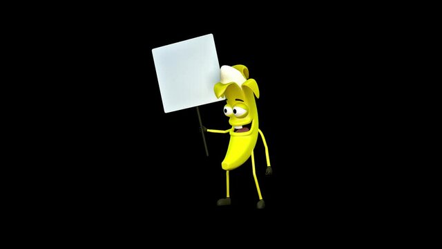 Banana with a white board