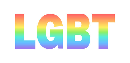 Rainbow colored LGBT lettering. Vector illustration in colors of the LGBT community. Isolated element on white background. Best for prints, posters, cards, stickers and web design.