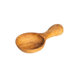 Empty wooden spoon isolated on white background.