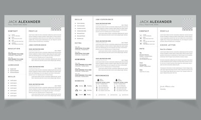 Vector Resume / CV Template Design for job applications portfolio	