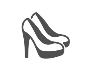 Women shoes icon. Female footwear sign. Fashion high heels symbol. Classic flat style. Quality design element. Simple shoes icon. Vector