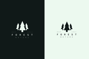 Minimal Forest logo. Natural Minimal Logo. Pine Icon Vector Logo Design.