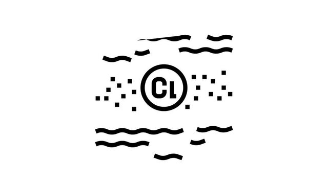 disinfection chlorin water animated line icon. disinfection chlorin water sign. isolated on white background