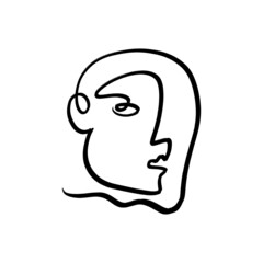 One line face minimalist art. Modern drawing head, good for beauty salon logo or label.