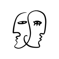 One line face minimalist art. Modern drawing head, good for beauty salon logo or label.