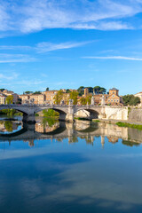 Fototapeta na wymiar Vittorio Emanuele II Bridge (Ponte Vittorio Emanuele II) across the the river Tiber, Rome, Italy