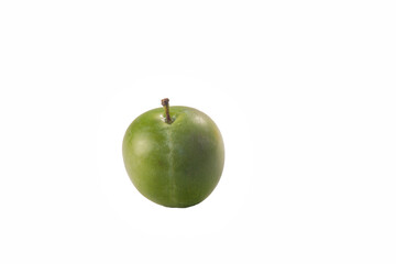 Green plum on white background
