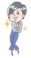 女性　喜び　全身　イラスト