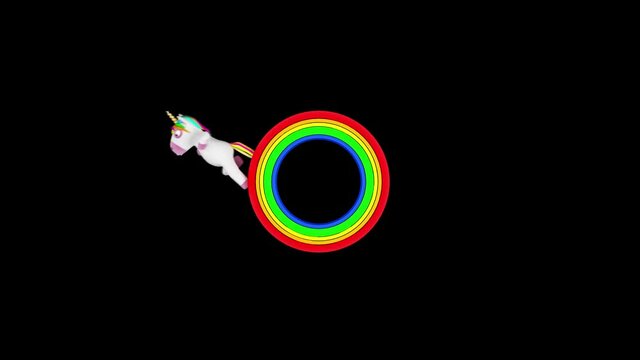  Unicorn runs circle rainbow