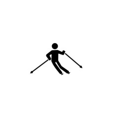 Winter sport silhouette man skiing vector icons