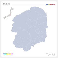 Fototapeta premium 栃木県の地図・Tochigi