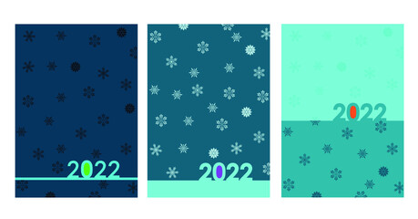 new Years banner in blue tones with snowflakes 2022, notebook cover layout, greeting card concept, vector illustration