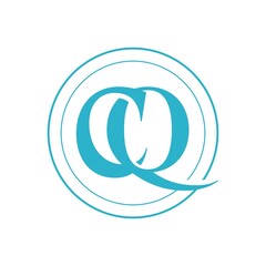 Initials logo letter CQ. monogram classic vintage design.