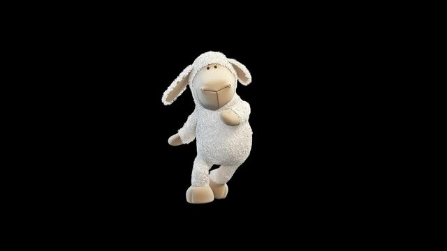 Cartoon white lamb dancing a hip hop dance