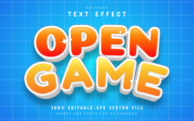 Open game kids cartoon text effect