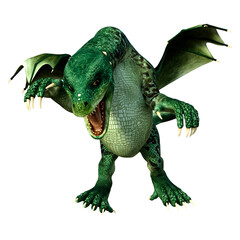 3D Rendering Fairy Tale Dragon on White