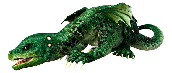 3D Rendering Fairy Tale Dragon on White