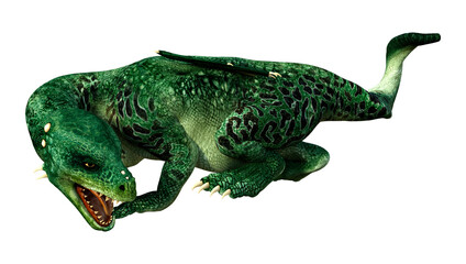 3D Rendering Fairy Tale Dragon on White