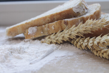 bread with grain and flour